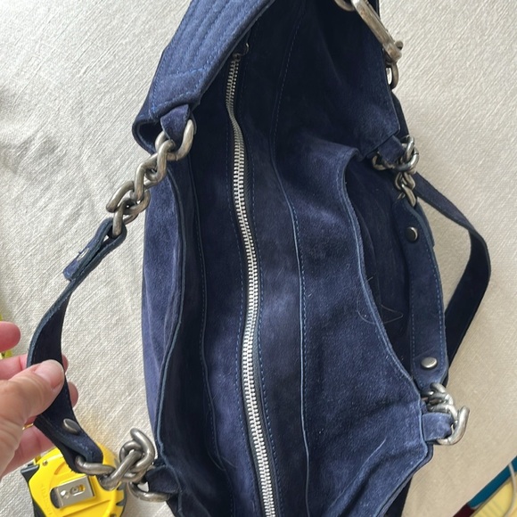 Anthropologie NET Pura Lopez Suede Leather Pewter Hardware Shoulder Handbag 🌈♥️ - Picture 10 of 15